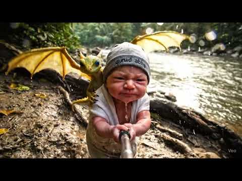 بيبي الذكاء الاصطناعي | انقاذ التنين من النهر 🤖😂 | #ذكاء_اصطناعي#مسمار#زغلول