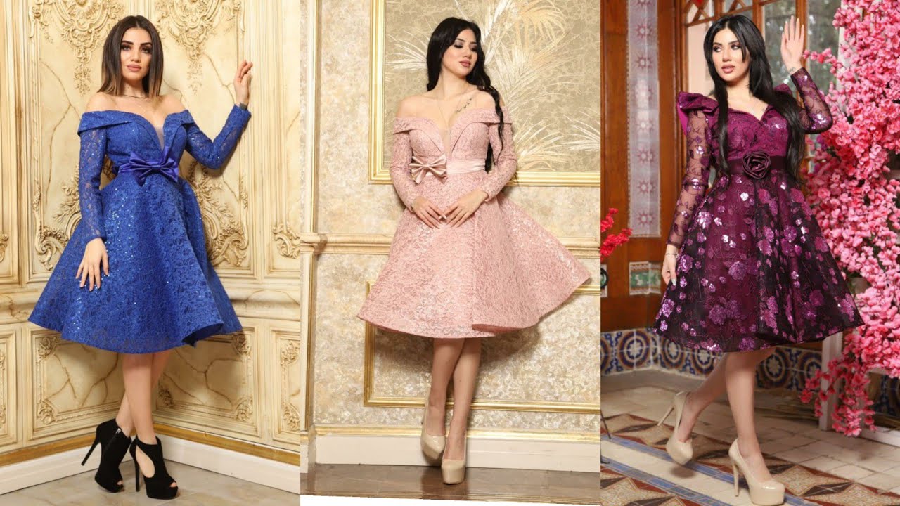 فساتين سهرة قصيرة جذابة و شيك احدث الموديلات