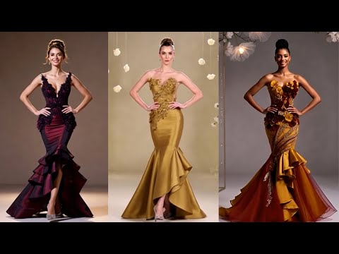 فستان سهرة فاخر بتصميم ثلاثي الأبعاد مزين بالزهور، مثالي لحفلات الزفاف.