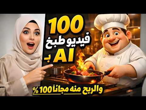 اعمل 100 فيديو طبخ بـ AI بدون تصوير| وسر الربح من اليوتيوب (مجاني 100%)!😱