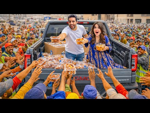 وزعنا اكثر من 100 وجبة افطار للعمال | هجموا علينا !!