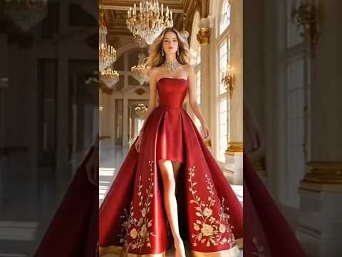 Red Luxury Gown | Gold Embroidery Evening Dress ✨️❤️