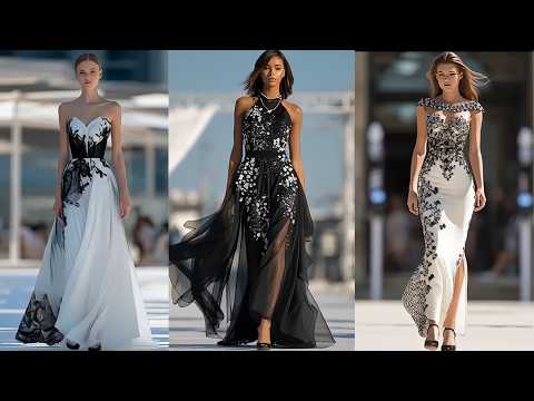 White Silk, Black Lace | Luxury Evening Dress Collection | Lady Vibe
